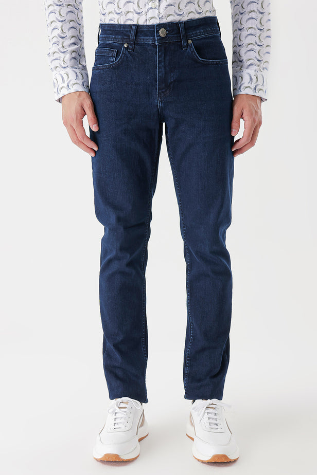Navy Cotton 5 Pocket Slim Fit Casual Denim Pants 1023235160