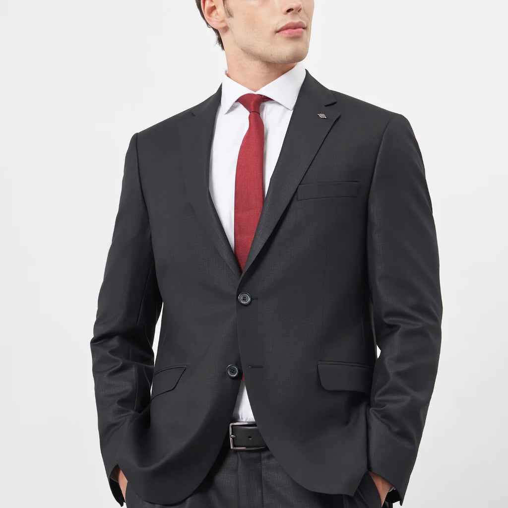 Solid Gabardine Notch Lapel 6 Drop Comfort Fit Classic Suit 1001245171