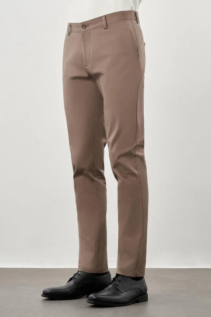 Dark Khaki Cotton Side Pocket Casual Slim Fit Chino Trousers 1003245168
