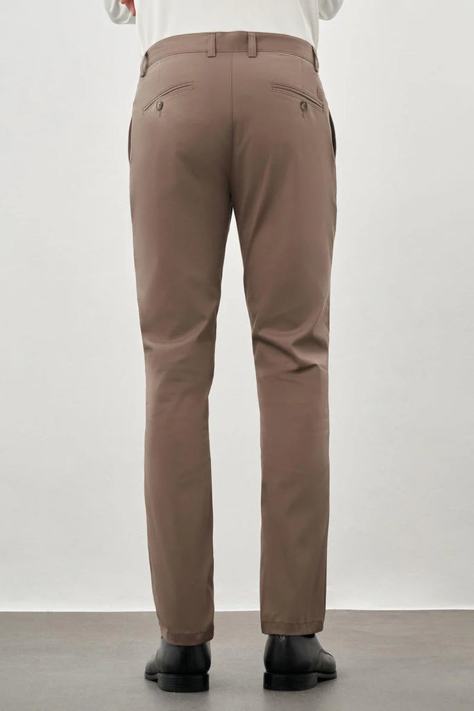 Dark Khaki Cotton Side Pocket Casual Slim Fit Chino Trousers 1003245168