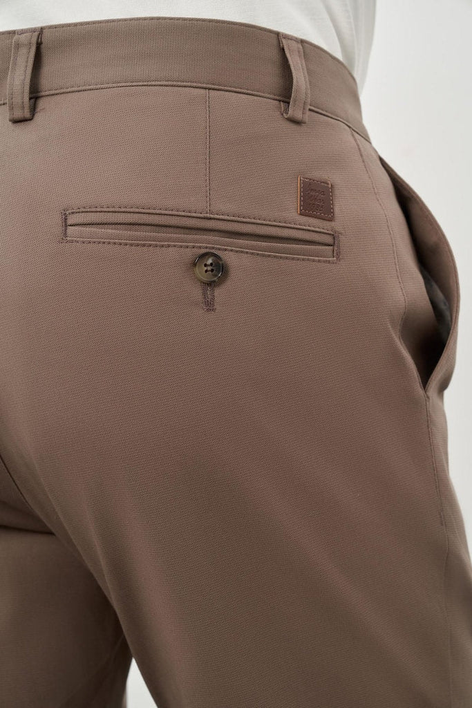 Dark Khaki Cotton Side Pocket Casual Slim Fit Chino Trousers 1003245168
