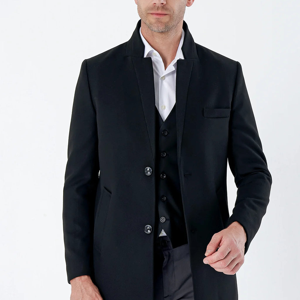 Plain Quilted-Lined Slim Fit Classic Long Coat 1008235171