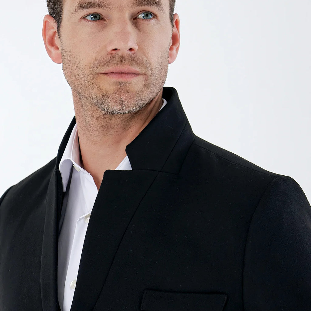 Plain Quilted-Lined Slim Fit Classic Long Coat 1008235171