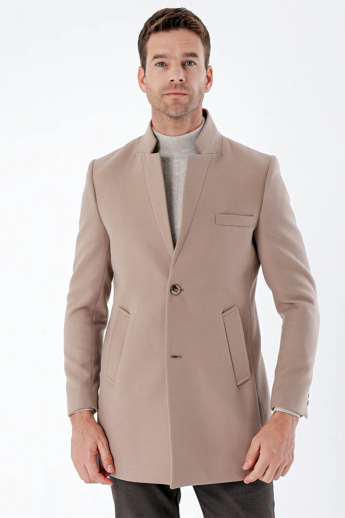 Plain Quilted-Lined Slim Fit Classic Long Coat 1008235171