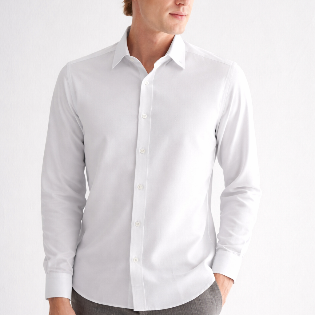 Button-Down Collar Long Sleeve Pocketless Slim Fit Classic Shirt 1004255173