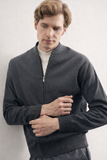 College Collar Long Sleeve Pocketless Comfort Fit Wool Knit Jacket (Model 1012255211)