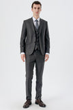 Gray Peak Lapel Suit with Vest 6 Drop Slim Fit Classic Suit 1001235166