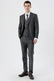 Gray Peak Lapel Suit with Vest 6 Drop Slim Fit Classic Suit 1001235166