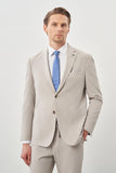 Gray Textured Notch Lapel Elastic Waist Stretch 6 Drop Slim Fit Suit 1001245270