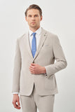 Gray Textured Notch Lapel Elastic Waist Stretch 6 Drop Slim Fit Suit 1001245270