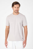 Light Beige Short Sleeve Crew Neck Pocketless Slim Fit Cotton Blend T-Shirt 1011250165
