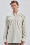 Beige Long Sleeve Checked Pocket Trim Comfort Fit Shirt 1004240228