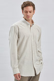 Beige Long Sleeve Checked Pocket Trim Comfort Fit Shirt 1004240228