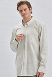 Beige Long Sleeve Checked Pocket Trim Comfort Fit Shirt 1004240228