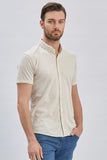 Cream Short Sleeve Self Patterned Jacquard Slim Fit T-Shirt 1011240150