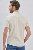 Cream Short Sleeve Self Patterned Jacquard Slim Fit T-Shirt 1011240150