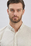 Cream Short Sleeve Self Patterned Jacquard Slim Fit T-Shirt 1011240150