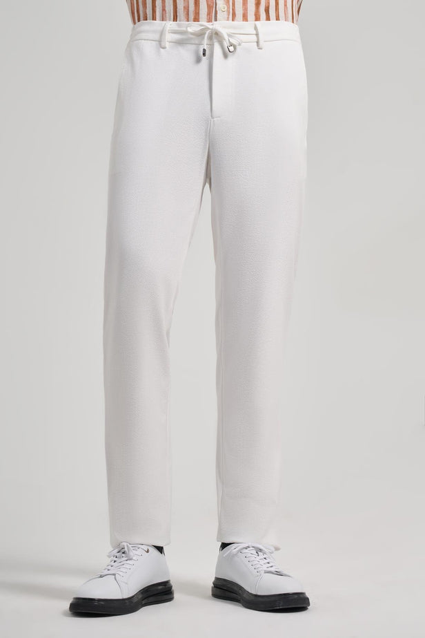 Light Cream Classic Slim Fit Jogger Pants with Side Pockets (Model 1003240169)