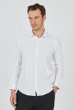 Long Sleeve Gabardine Hard Collar Pocketless Slim Fit Stretch Shirt 1004250234