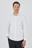 Long Sleeve Gabardine Hard Collar Pocketless Slim Fit Stretch Shirt 1004250234