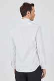 Long Sleeve Gabardine Hard Collar Pocketless Slim Fit Stretch Shirt 1004250234