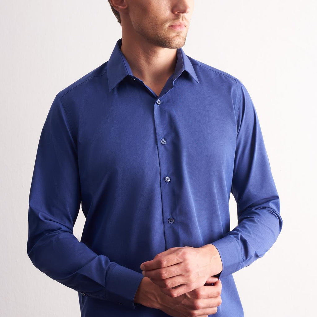 Outdoor Navy Blue Hard Collar Filafil Slim Fit Cotton Shirt (Model 1004255181)