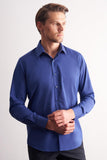 Outdoor Navy Blue Hard Collar Filafil Slim Fit Cotton Shirt (Model 1004255181)