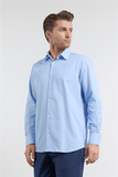 Light Blue Long Sleeve Hard Collar Pocketless Comfort Fit Shirt 1004255914