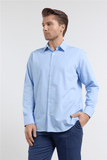 Light Blue Long Sleeve Hard Collar Pocketless Comfort Fit Shirt 1004255914