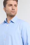 Light Blue Long Sleeve Hard Collar Pocketless Comfort Fit Shirt 1004255914