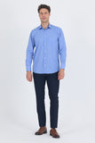 Light Blue Long Sleeve Hard Collar Pocket Comfort Fit Shirt 1004260002