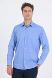 Light Blue Long Sleeve Hard Collar Pocket Comfort Fit Shirt 1004260002
