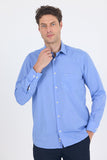 Light Blue Long Sleeve Hard Collar Pocket Comfort Fit Shirt 1004260002