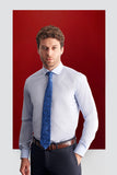 Half Italian Collar Long Sleeve Easy To Iron Slim Fit Cotton Shirt 1004255301