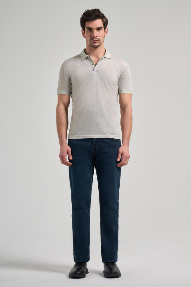 Short Sleeve Printed Piqué Polo Collar Pocketless Flexible Casual Slim Fit T-Shirt 1011250151