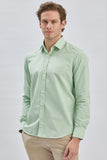 Long Sleeve Hard Collar Pocketless Slim Fit Shirt 1004240230