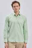 Long Sleeve Hard Collar Pocketless Slim Fit Shirt 1004240230