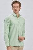 Long Sleeve Hard Collar Pocketless Slim Fit Shirt 1004240230