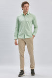 Long Sleeve Hard Collar Pocketless Slim Fit Shirt 1004240230