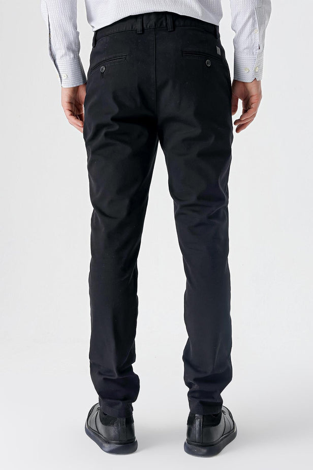 Side Pocket Textured Slim Fit Chino Trousers 1003235117