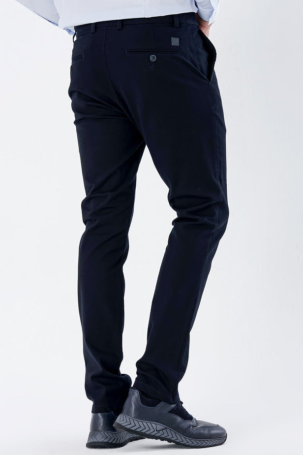 Side Pocket Textured Slim Fit Chino Trousers 1003235117