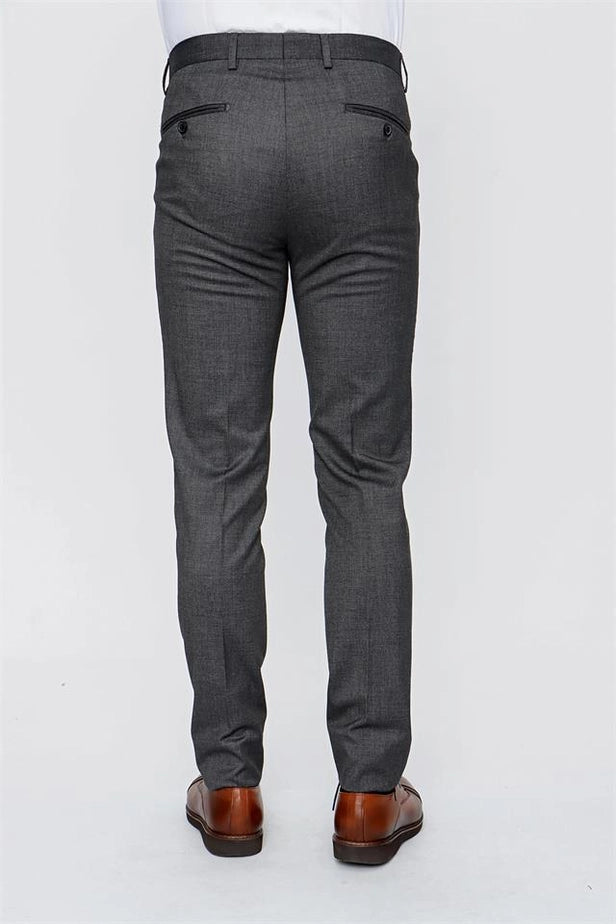 IMZA Men's Dobby Comfort Fit Stretch Classic Trousers – Dark Charcoal – 1003225154