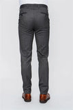 IMZA Men's Dobby Comfort Fit Stretch Classic Trousers – Dark Charcoal – 1003225154
