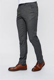 IMZA Men's Dobby Comfort Fit Stretch Classic Trousers – Dark Charcoal – 1003225154