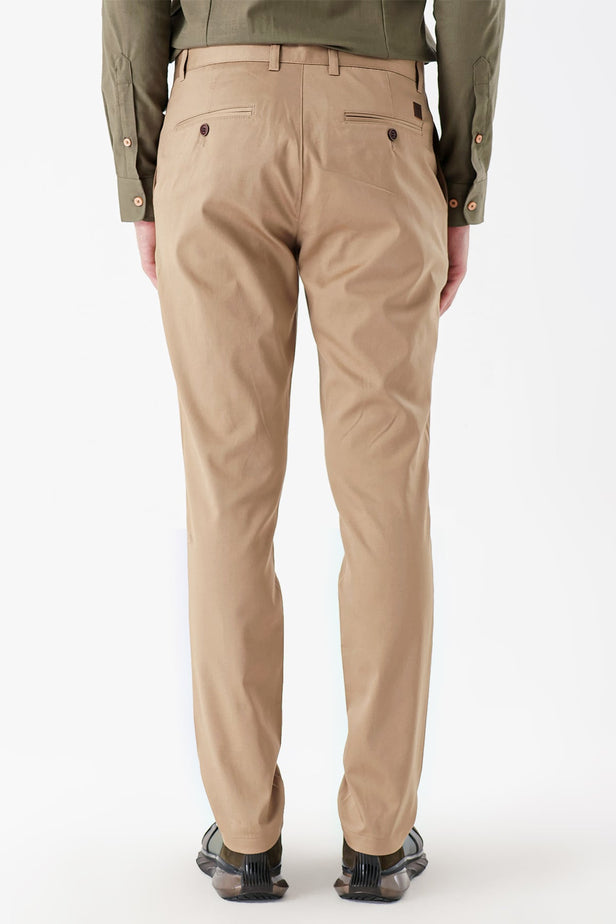 Side Pocket Textured Slim Fit Casual Chino Trousers 1003230173