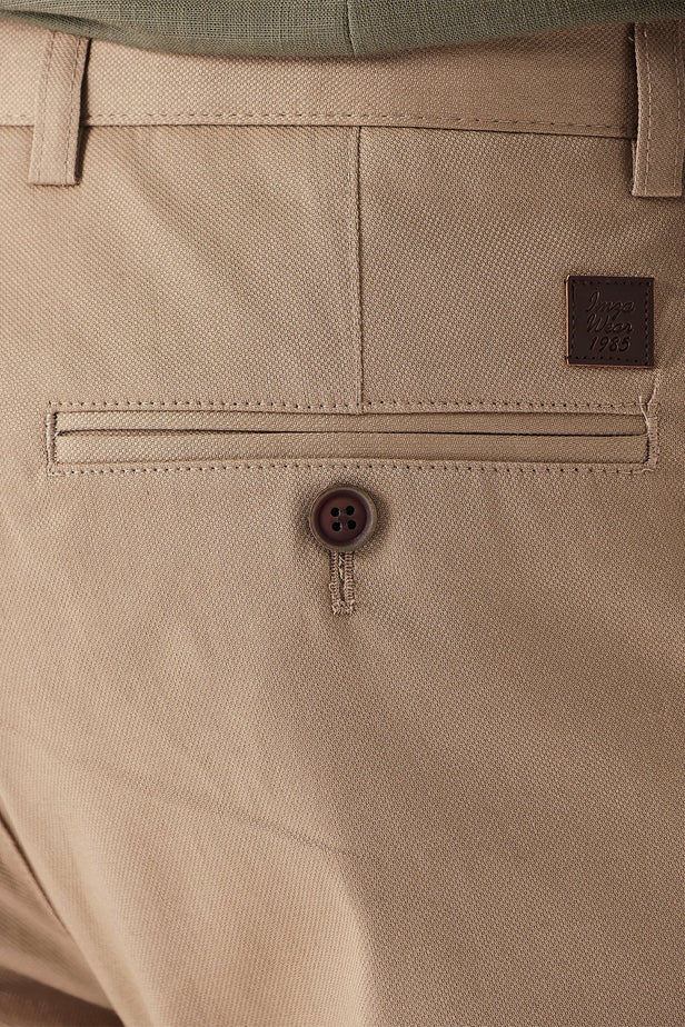 Side Pocket Textured Slim Fit Casual Chino Trousers 1003230173
