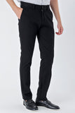 Black Side Pocket Textured Slim Fit Chino Trousers 1003230172