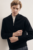 College Collar Long Sleeve Pocketless Comfort Fit Wool Knit Jacket (Model 1012255211)