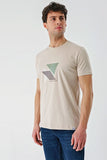 Dark Beige Printed Crew Neck Casual Slim Fit T-Shirt 1011240168