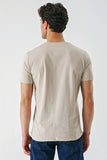 Dark Beige Printed Crew Neck Casual Slim Fit T-Shirt 1011240168